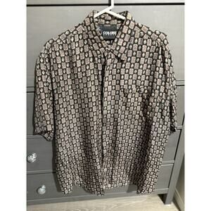 Colore Italia Retro 100% Silk Shirt Disco Short Sleeve Men’s Sz L
